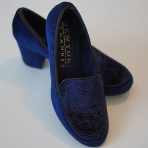 New York Transit Blue Velvet Heels Size 7